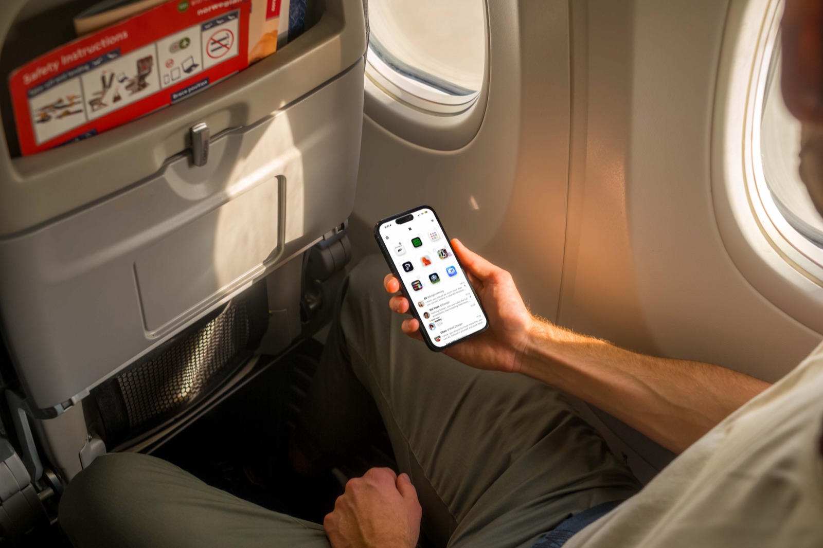 Using AirBuild on an iPhone from an airplane seat